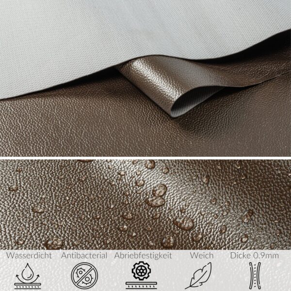Kunstleder Meterware Leder Stoff Lederimitat 140cm Breit Moosgrau Metallic