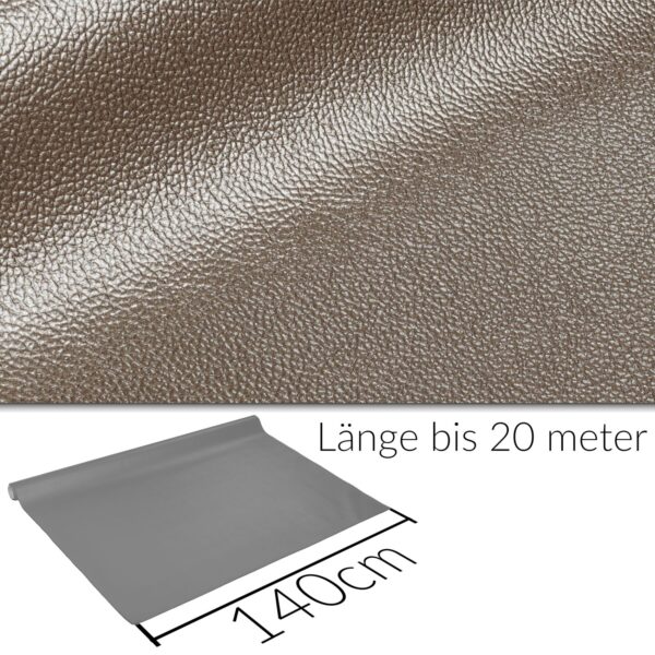 Kunstleder Meterware Leder Stoff Lederimitat 140cm Breit Moosgrau Metallic