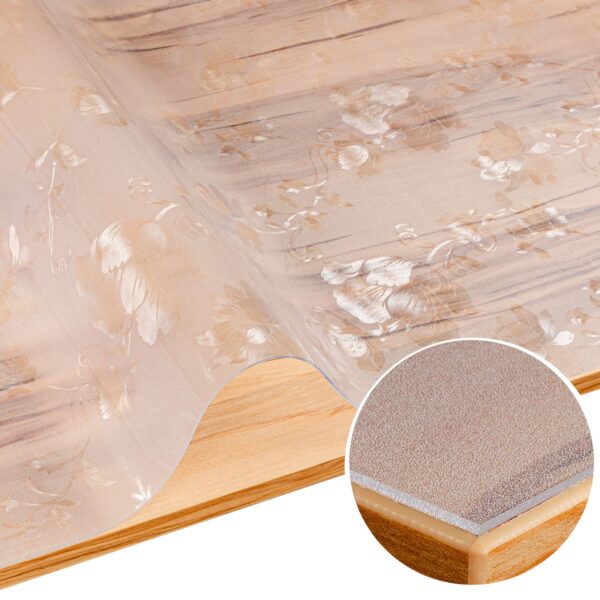 Tischfolie transparent Tischdecke Tischschutzfolie durchsichtig 1,5mm Tischschutz mit Motiv Blumen bedruckt