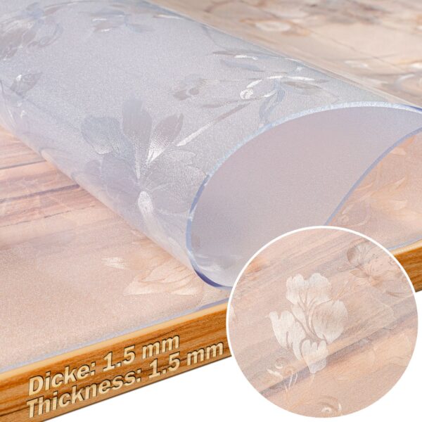 Tischfolie transparent Tischdecke Tischschutzfolie durchsichtig 1,5mm Tischschutz mit Motiv Blumen bedruckt