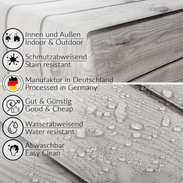 Stoff Tischdecke abwaschbar Tischwäsche Textil Tischtuch Baumwolle Polyester Holz Grau Outdoor Tischdecke Gartentischdecke