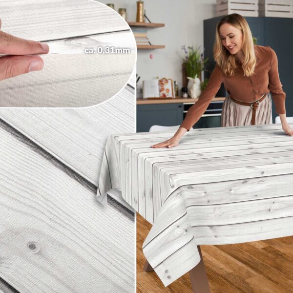 Stoff Tischdecke abwaschbar Tischwäsche Textil Tischtuch Baumwolle Polyester Holz Grau Outdoor Tischdecke Gartentischdecke
