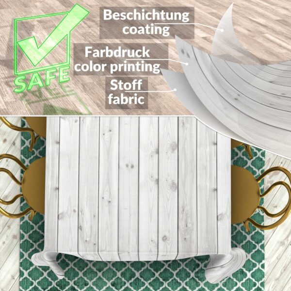 Stoff Tischdecke abwaschbar Tischwäsche Textil Tischtuch Baumwolle Polyester Holz Grau Outdoor Tischdecke Gartentischdecke