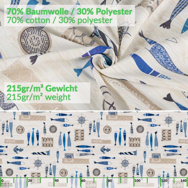 Stoff Tischdecke abwaschbar Tischwäsche Textil Tischtuch Baumwolle Polyester Maritim Outdoor Tischdecke Gartentischdecke