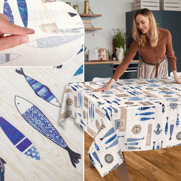 Stoff Tischdecke abwaschbar Tischwäsche Textil Tischtuch Baumwolle Polyester Maritim Outdoor Tischdecke Gartentischdecke