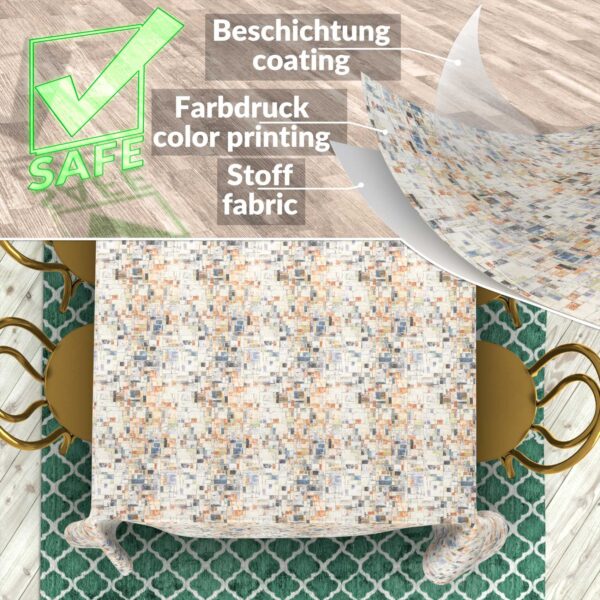 Stoff Tischdecke abwaschbar Tischwäsche Textil Tischtuch Baumwolle Polyester Holzmosaik Outdoor Tischdecke Gartentischdecke