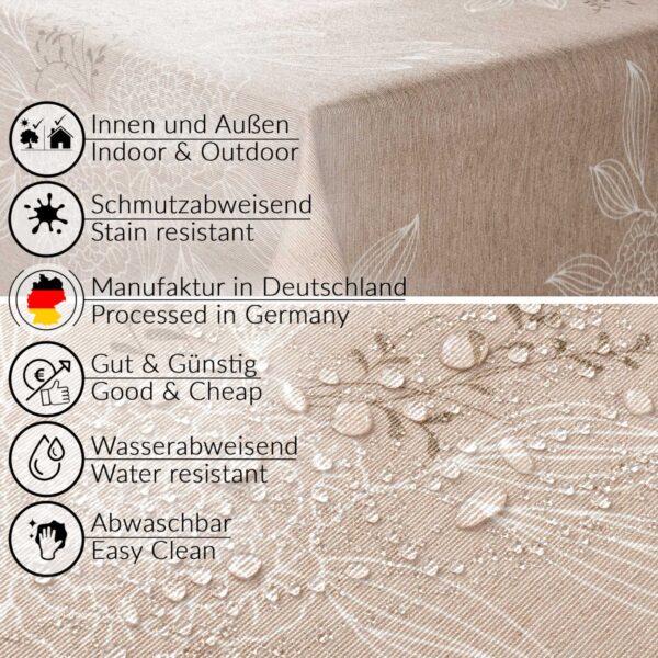 Stoff Tischdecke abwaschbar Tischwäsche Textil Tischtuch Baumwolle Polyester Japondi Beige Outdoor Tischdecke Gartentischdecke