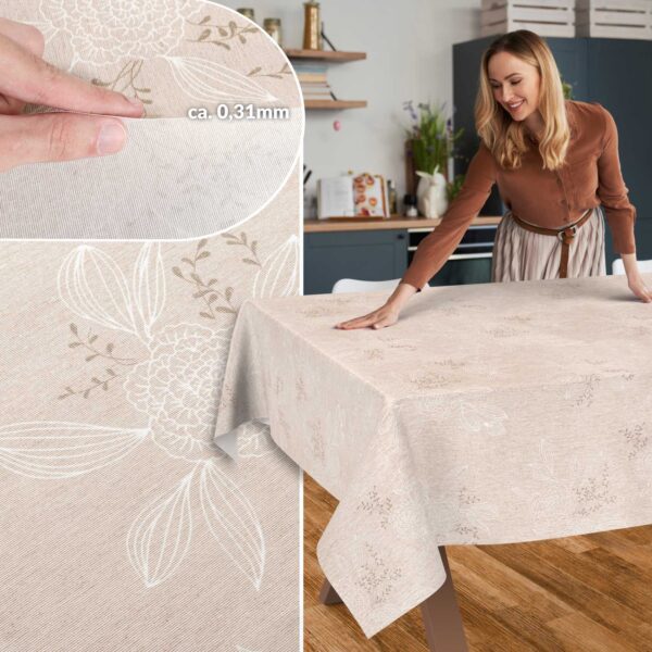 Stoff Tischdecke abwaschbar Tischwäsche Textil Tischtuch Baumwolle Polyester Japondi Beige Outdoor Tischdecke Gartentischdecke