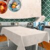 Stoff Tischdecke abwaschbar Tischwäsche Textil Tischtuch Baumwolle Polyester Japondi Beige Outdoor Tischdecke Gartentischdecke