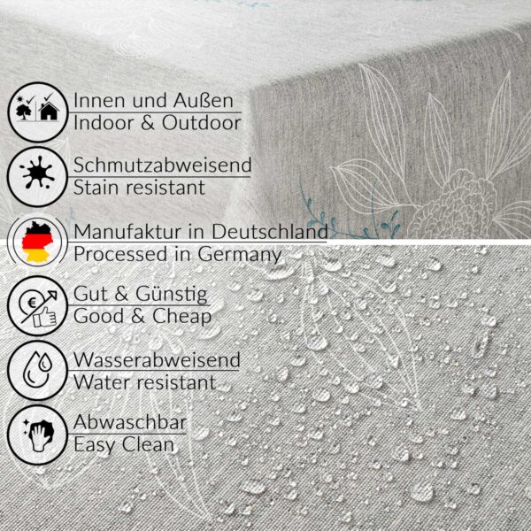 Stoff Tischdecke abwaschbar Tischwäsche Textil Tischtuch Baumwolle Polyester Japondi Grau Outdoor Tischdecke Gartentischdecke