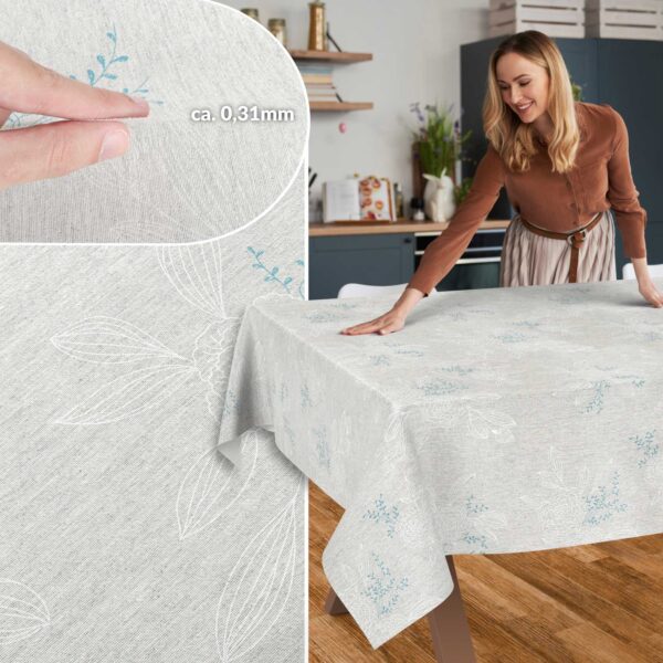 Stoff Tischdecke abwaschbar Tischwäsche Textil Tischtuch Baumwolle Polyester Japondi Grau Outdoor Tischdecke Gartentischdecke