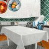 Stoff Tischdecke abwaschbar Tischwäsche Textil Tischtuch Baumwolle Polyester Japondi Grau Outdoor Tischdecke Gartentischdecke