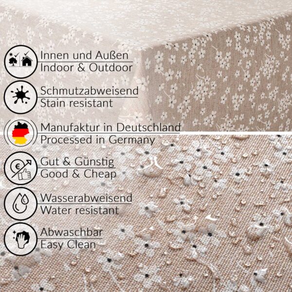 Stoff Tischdecke abwaschbar Tischwäsche Textil Tischtuch Baumwolle Polyester Violen Beige Outdoor Tischdecke Gartentischdecke