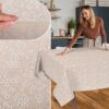 Stoff Tischdecke abwaschbar Tischwäsche Textil Tischtuch Baumwolle Polyester Violen Beige Outdoor Tischdecke Gartentischdecke