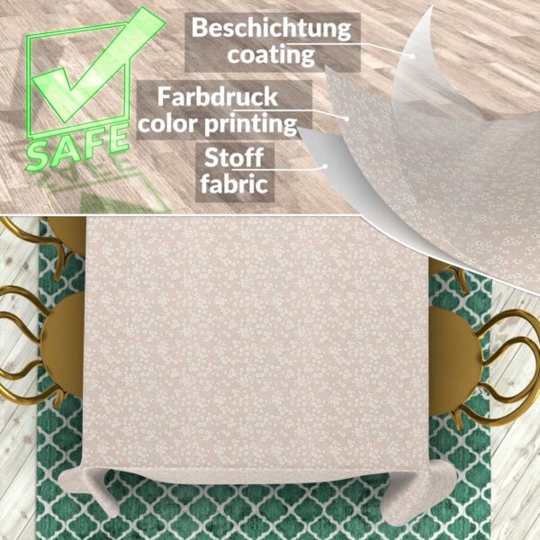 Stoff Tischdecke abwaschbar Tischwäsche Textil Tischtuch Baumwolle Polyester Violen Beige Outdoor Tischdecke Gartentischdecke