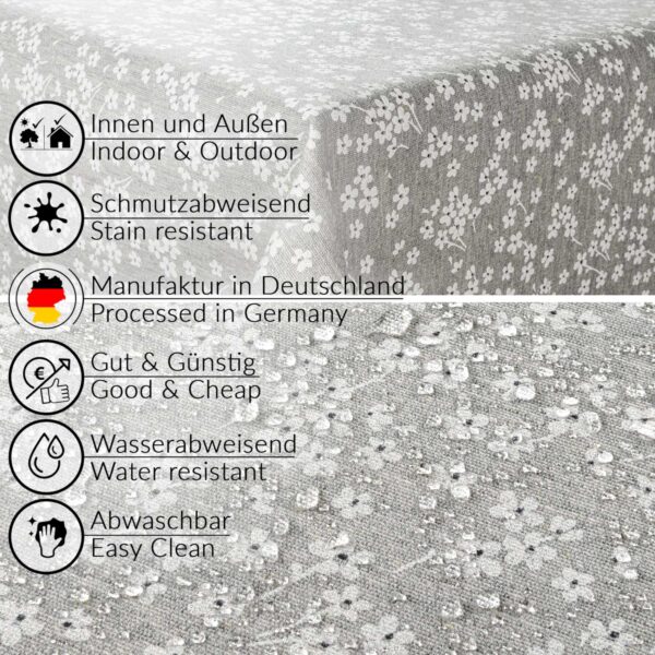 Stoff Tischdecke abwaschbar Tischwäsche Textil Tischtuch Baumwolle Polyester Violen Grau Outdoor Tischdecke Gartentischdecke