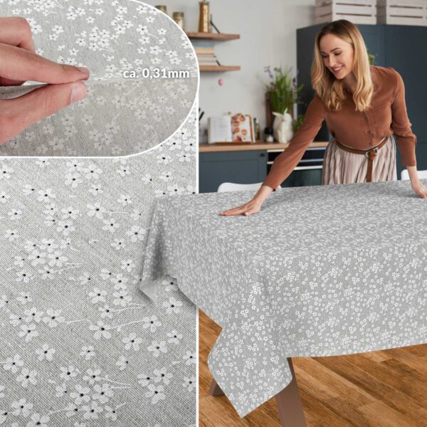 Stoff Tischdecke abwaschbar Tischwäsche Textil Tischtuch Baumwolle Polyester Violen Grau Outdoor Tischdecke Gartentischdecke