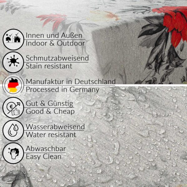 Stoff Tischdecke abwaschbar Tischwäsche Textil Tischtuch Baumwolle Polyester Flora Outdoor Tischdecke Gartentischdecke