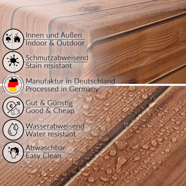 Stoff Tischdecke abwaschbar Tischwäsche Textil Tischtuch Baumwolle Polyester Holzoptik Outdoor Tischdecke Gartentischdecke