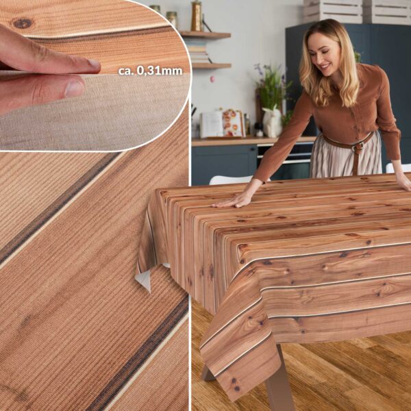 Stoff Tischdecke abwaschbar Tischwäsche Textil Tischtuch Baumwolle Polyester Holzoptik Outdoor Tischdecke Gartentischdecke