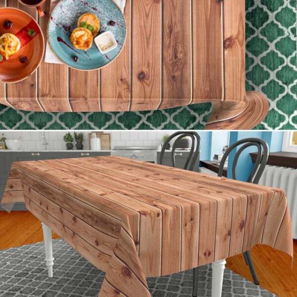 Stoff Tischdecke abwaschbar Tischwäsche Textil Tischtuch Baumwolle Polyester Holzoptik Outdoor Tischdecke Gartentischdecke