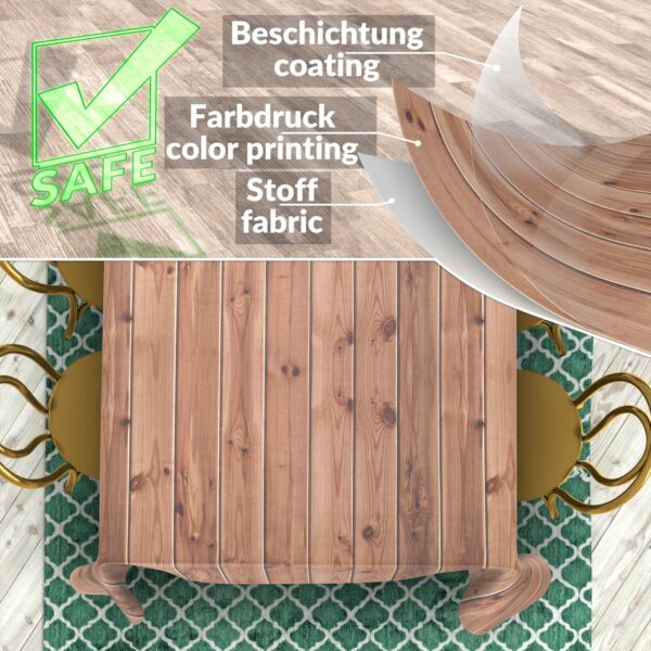 Stoff Tischdecke abwaschbar Tischwäsche Textil Tischtuch Baumwolle Polyester Holzoptik Outdoor Tischdecke Gartentischdecke
