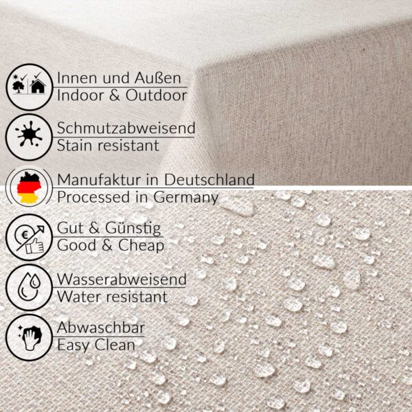 Stoff Tischdecke abwaschbar Tischwäsche Textil Tischtuch Baumwolle Polyester Beige Grau Outdoor Tischdecke Gartentischdecke