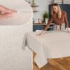 Stoff Tischdecke abwaschbar Tischwäsche Textil Tischtuch Baumwolle Polyester Beige Grau Outdoor Tischdecke Gartentischdecke