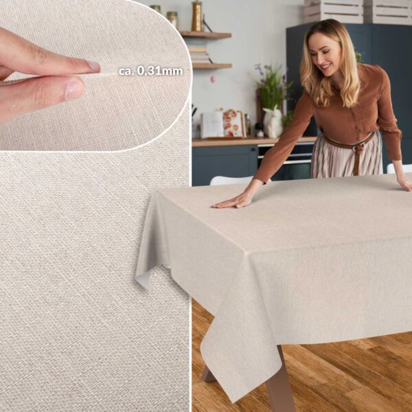 Stoff Tischdecke abwaschbar Tischwäsche Textil Tischtuch Baumwolle Polyester Beige Grau Outdoor Tischdecke Gartentischdecke
