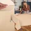 Stoff Tischdecke abwaschbar Tischwäsche Textil Tischtuch Baumwolle Polyester Beige Outdoor Tischdecke Gartentischdecke