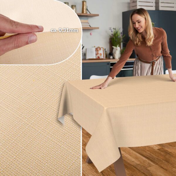 Stoff Tischdecke abwaschbar Tischwäsche Textil Tischtuch Baumwolle Polyester Beige Outdoor Tischdecke Gartentischdecke