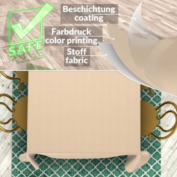 Stoff Tischdecke abwaschbar Tischwäsche Textil Tischtuch Baumwolle Polyester Beige Outdoor Tischdecke Gartentischdecke