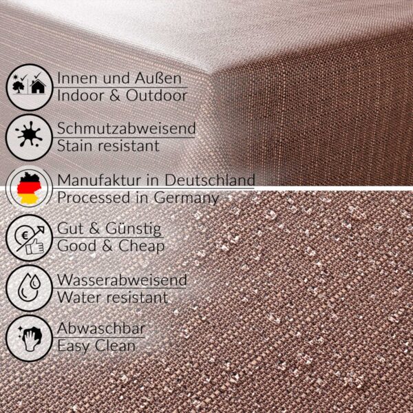 Stoff Tischdecke abwaschbar Tischwäsche Textil Tischtuch Baumwolle Polyester Braun Outdoor Tischdecke Gartentischdecke