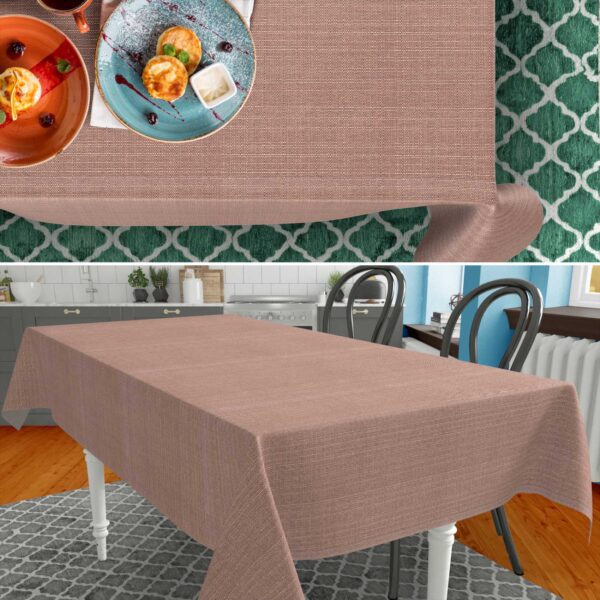 Stoff Tischdecke abwaschbar Tischwäsche Textil Tischtuch Baumwolle Polyester Braun Outdoor Tischdecke Gartentischdecke