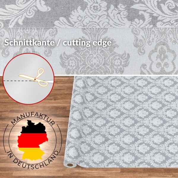 Stoff Tischdecke Tischwäsche Textil Tischtuch Baumwolle Polyester Jacquard Ornamente Meterware Premium Barock Grau Outdoor Tischdecke Gartentischdecke