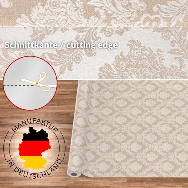 Stoff Tischdecke Tischwäsche Textil Tischtuch Baumwolle Polyester Jacquard Ornamente Meterware Premium Barock Beige Outdoor Tischdecke Gartentischdecke