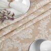 Stoff Tischdecke Tischwäsche Textil Tischtuch Baumwolle Polyester Jacquard Ornamente Meterware Premium Barock Beige Outdoor Tischdecke Gartentischdecke