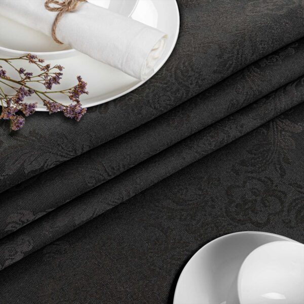 Stoff Tischdecke Tischwäsche Textil Tischtuch Baumwolle Polyester Jacquard Ornamente Meterware Premium Barock Schwarz Outdoor Tischdecke Gartentischdecke