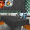 Stoff Tischdecke Tischwäsche Textil Tischtuch Baumwolle Polyester Jacquard Ornamente Meterware Premium Barock Schwarz Outdoor Tischdecke Gartentischdecke