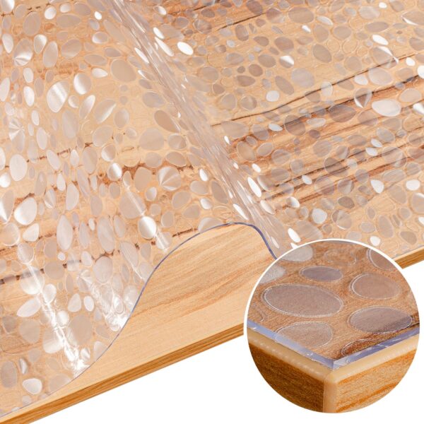 Tischfolie transparent Tischdecke Tischschutzfolie durchsichtig 1,5mm Tischschutz mit Stein Motiv bedruckt