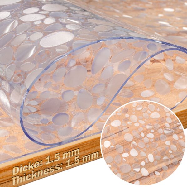 Tischfolie transparent Tischdecke Tischschutzfolie durchsichtig 1,5mm Tischschutz mit Stein Motiv bedruckt