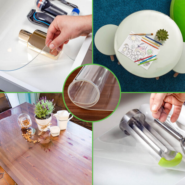 Tischfolie transparent Tischdecke Tischschutzfolie durchsichtig 1,5mm Tischschutz mit Motiv Blumen bedruckt