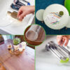 Tischfolie transparent Tischdecke Tischschutzfolie durchsichtig 1,5mm Tischschutz mit Motiv Blume bedruckt
