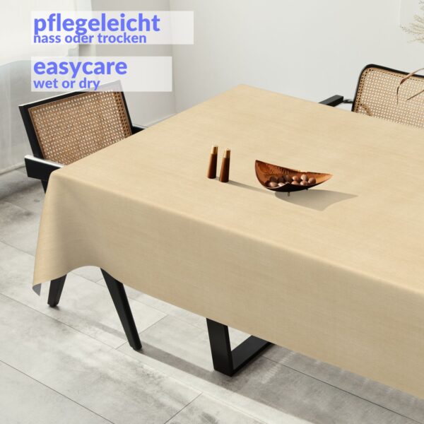 Wachstuchtischdecke abwaschbar Tischdecke Wachstuch Textileffekt Prägung Chic & Charme Beige Breite 140cm