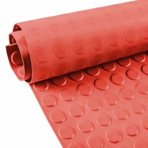 Gummiläufer Antirutsch Premium TPE Geruchsarm Bodenbelag Noppen Muster Rot 3mm Stark 100 cm Breite
