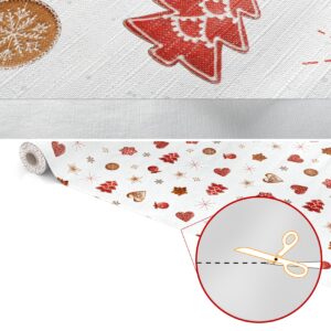 Weihnachtstischdecke Wachstuch abwaschbar Weihnachten Lebkuchen Schneeflocken Rot Weiß