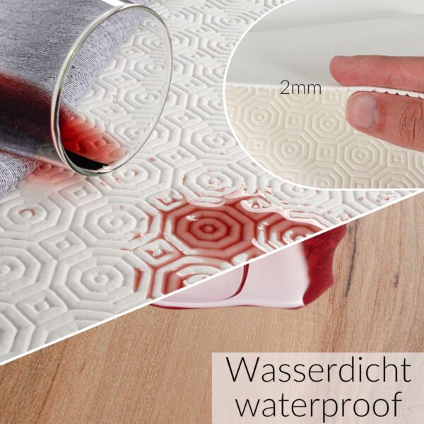 Tischschoner Tischdeckenunterlage mit Gemustert abwaschbar Weiß PVC Tischschutz Polyester Rücken Molton 2mm