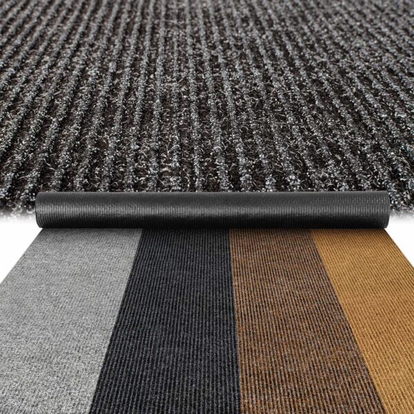 Flurläufer Fahrzeugteppich Schmutzfangmatte Sauberlaufmatte Läufer rutschfest STRIBET Breite 100cm Schwarz