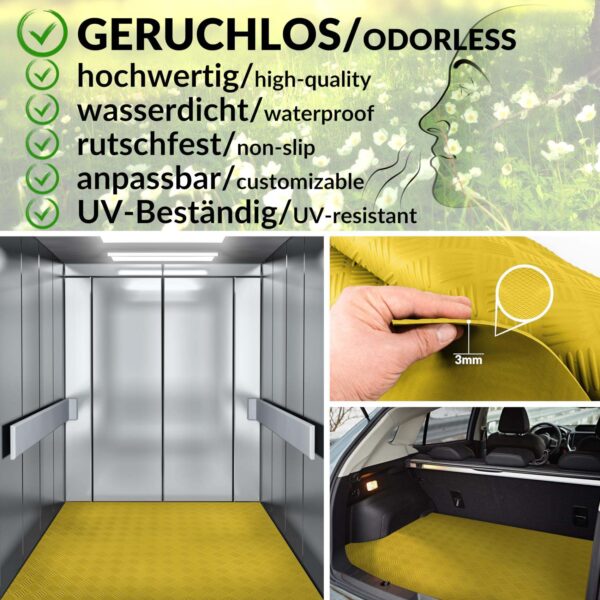 Gummiläufer Antirutsch Premium TPE Geruchsarm Bodenbelag Riffelblechoptik Gelb 3mm Stark 100 cm Breite