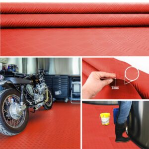 Gummiläufer Antirutsch Premium TPE Geruchsarm Bodenbelag Riffelblechoptik Rot 3mm Stark 100 cm Breite